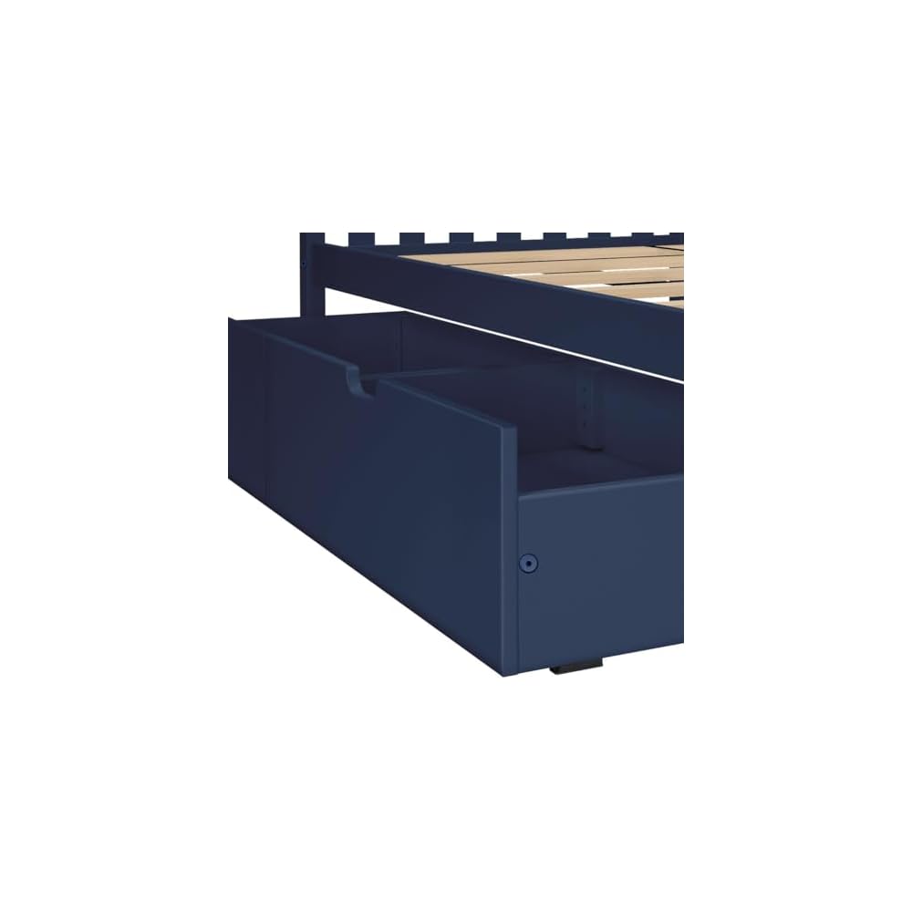 Max & Lily Classic Twin Over Twin Bunk Bed, with Storage Drawers, Blue