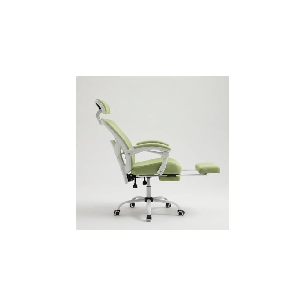 SUMELL Ergonomic Office Chair with Footrest, Breathable Mesh Computer Desk Chair, Elegant Green & White Gaming Chair for Home Office, Study, and Task Work