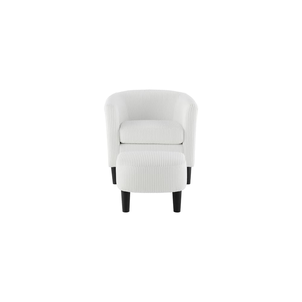 Modern Accent Chair - Upholstered Corduroy Armchair with Foot Rest, Comfy Single Sofa Chair for Living Room, Bedroom, Office, Stylish Furniture for Home Décor