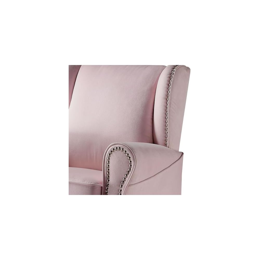 Modern Swivel Chair with Nailhead Trim, Cozy Upholstered Reading Chair, Comfy Fabric Accent Armchair for Living Room & Bedroom, Stylish Single Sofa Seat