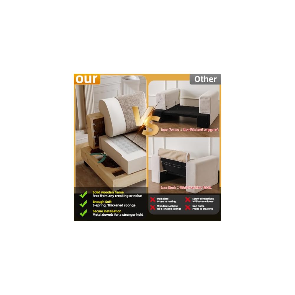 85'' L Shaped Couch with Armrest Organizer,Sectional,Movable Ottoman,Brown