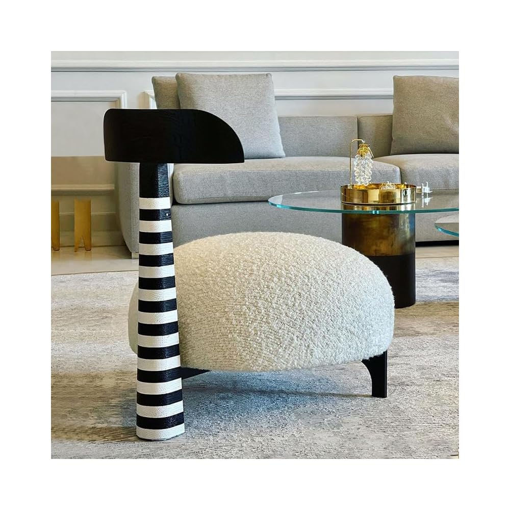 Modern Sculptural Accent Chair with Teddy Upholstery, Creative Lounge Chair for Living Room, Bedroom, Hotel Reception Seating (White)