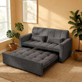 3-in-1 Convertible Sofa Bed, Medium Grey, 54-Inch Striped Velvet
