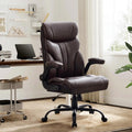 Comfortable Office Desk Chair 500 LBS, Big and Tall Office Chairs with Adjustable Flip-up Armrests,100-118°Recline Executive Leather Gtracing Gaming Chair for Heavy People, Long Hours,Coffee Color