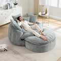 Oversized Fluffy Chenille Lounge Sofa, Dusty Blue